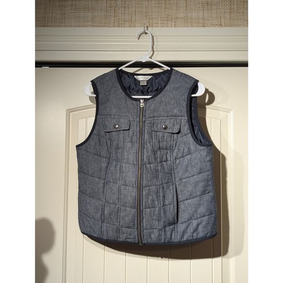 Christopher & Banks Front Zip Puff Denim Look Vest Womens' Size M - Picture 11 of 11